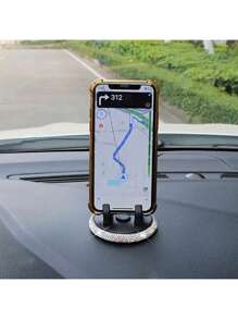 Car-Mounted Mobile Phone Holder With Diamond Setting, Cute Female, Horizontal And Vertical Screen, Center Console, Car Navigation Support