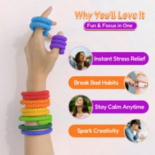 8 bastões sensoriais texturizados de silicone flexível - brinquedos sensoriais para crianças e adultos, brinquedos sensoriais de viagem, presentes de pelúcia para adolescentes - | Dobráveis | Moldáveis | Designs divertidos (detalhes de formato e cor são aleatórios) - 8 peças[Bastão sensorial] - Ver 5