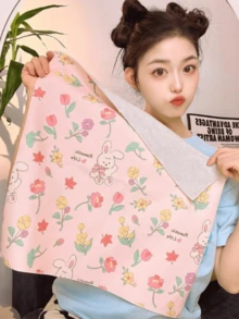 2/1 件自粘魔术布化妆包，猫咪包裹布不对称形状内包装魔术布摄影镜头收纳褶布自粘布，动物元素，多用途，护腕，杯套，化妆包，粘贴牢固，面料柔软，即使剧烈摇晃也不会脱落。适用于旅行收纳、通勤、户外等秋季大学必备旅行必需品假日度假旅行包女士化妆收纳包 - 粉色 - 查看 3