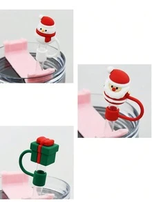6/3/1 Stück Weihnachts-Strohhalm-Abdeckkappe, Silikon-Strohhalm-Aufsatz für Frau & Mann Becher mit Griff, süße 10mm Trinkhalm-Spitzen-Abdeckungen als Weihnachtsgeschenke.