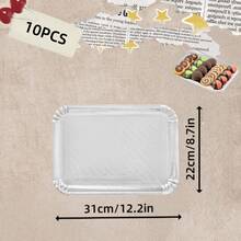 10pcs Disposable Silver Paper Trays, Thickened Oil-Proof Rectangular Cake Boards, Reinforced Base, Suitable For Elegant Dessert Table Display, Cupcake Presentation, Birthday Parties, Weddings And More - Silver - View 15
