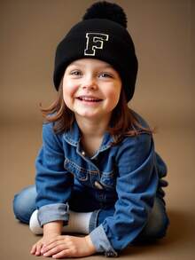 1PC Children A-Z Letter Knitted Caps Girls Hat Kids Beanie Cap Infant Accessories Children Hats Elastic Student Girl Boy Hat