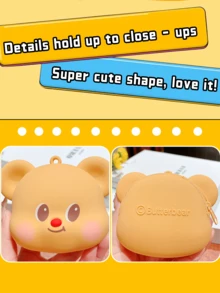 The Butter Bear Silicone Storage Bag, Adorable Storage Solution Featuring A Cute Bear Design, Made From Soft Silicone Material, Perfect For Storing Small Items Like Bluetooth Devices And Tissues, High-Capacity, Portable, Practical For Daily Use And Travel