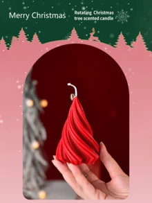 1 قطعة، شجرة عيد الميلاد شمعة العلاج بالروائح، شجرة عيد الميلاد الدوارة، شموع زخرفية، ديكور المنزل، جو الحفلة، زينة المنزل، هدايا عيد الميلاد، ديكور الغرفة، هدايا عيد الميلاد