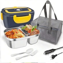 SOKANY Christmas Gift: Herrfilk Portable Car & Home Electric Lunch Box, Leak-Proof Design, Microwave Heating Lunch, Detachable Stainless Steel Inner Pot, 1.5L Capacity, 220V/12V Power, Specially Designed For Truck Drivers - EU C Type Plug(220-240V) - View 2