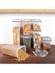 8-Piece Set Of 14L Sealed Food Container With Label And Pen - trong suốt - Xem 2