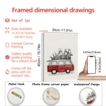 1 pièce, Scène d'hiver, Sapin de Noël, Voiture, Œuvre murale avec cadre, Œuvres d'art murales, Affiches, Matériau canevas (cadre en option), Cadeaux de Noël, Cadeaux spéciaux, Décoration de maison, Décoration de cuisine, Décoration de salon, Décoration de chambre à coucher, Décoration de bureau, Joyeux Noël, Décorations de Noël