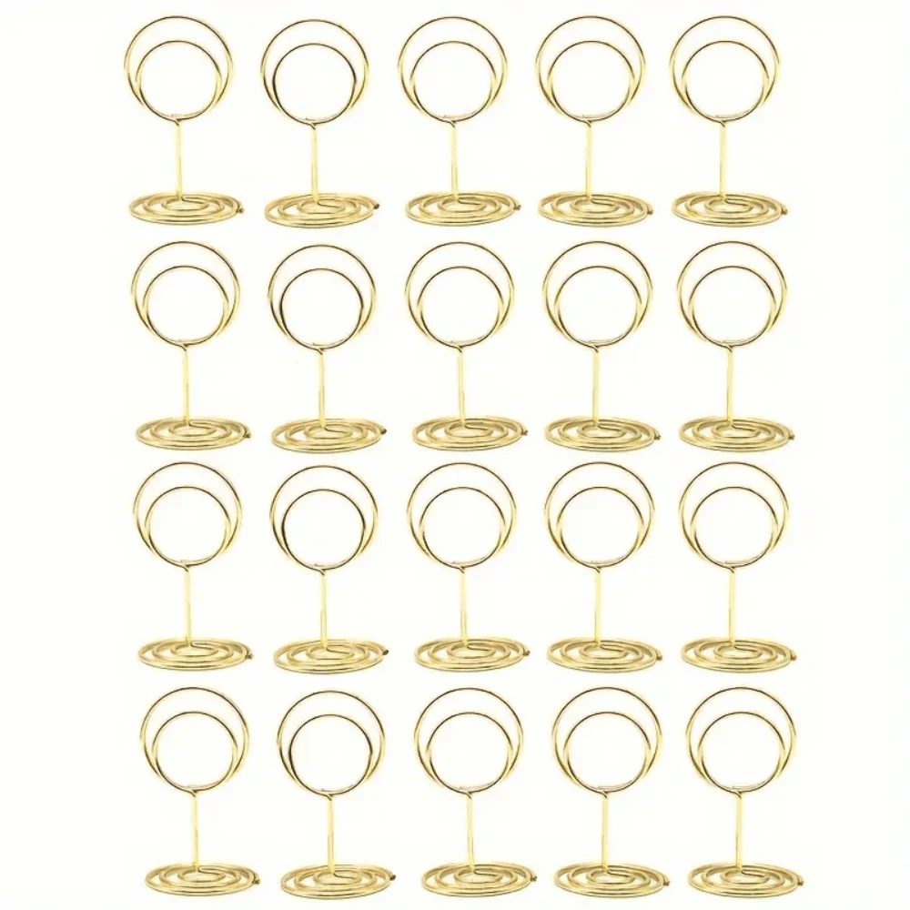 20 个金孔雀座位卡夹 - 金属婚礼、生日和办公室餐桌收纳架桌号架、酒店婚礼相框、生日派对卡片夹、桌面装饰、珠宝、餐桌中心装饰、婚礼派对备忘录夹、相片夹、名片夹、菜单架、桌号架、名片夹、办公桌配件、办公室，非常适合婚礼、生日、周年纪念日、圣诞节、新年、派对和活动 - 彩色 - 查看 1