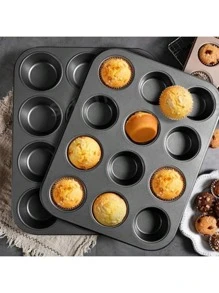 1 Set - 6/12/24 Cup Non-Stick Muffin And Cupcake Baking Pans - Durable Carbon Steel, Easy Release, Suitable For Baking Trays, Also For Brownies. Essential For Kitchen Oven Safety.