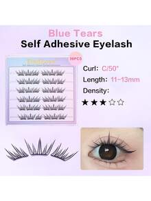 36 pezzi di ciglie finte con attacco pre-incollato, a forma di occhio di gatto, effetto soffice e wispy, naturali e morbide, senza colla, lunghezza 10-12mm, riutilizzabili, cluster di ciglie individuali, regalo per donne e ragazze, adatte per uso quotidiano