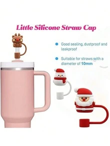 6/3/1 Stück Weihnachts-Strohhalm-Abdeckkappe, Silikon-Strohhalm-Aufsatz für Frau & Mann Becher mit Griff, süße 10mm Trinkhalm-Spitzen-Abdeckungen als Weihnachtsgeschenke.