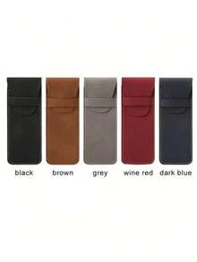 1pc Customized Sleek Faux Leather Pen Case - Portable Business Pen Protector With Flip Cover, Ideal Office Accessory & Creative Gift,Suitable For Writing, School, Students, Personalized Signatures, Gifts, School Supplies, Back To School