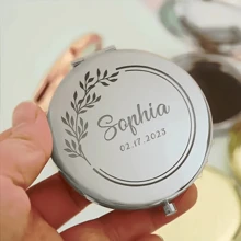 Customized Name Engraved Makeup Mirror, Personalized Gift, Folding Portable Double-Sided High Definition Mirror, Stainless Steel Compact Mirror, Christmas Gift, Bridesmaid, Wedding Gift, Customized Floral Engraved Makeup Mirror, Suitable For Bestie, Girlfriend, Mom, Mother's Day, Birthday, Graduation, Wedding, Anniversary, Practical Gift, Fall Decor - Multicolor - View 11