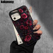 Fundas y carcasas protectoras para teléfono con diseño tridimensional retro de flores rojas y orificios grandes. Compatibles con phone 16 Pro Max, 16, 15 Pro, 14, 14 Plus/14 Pro Max, 13, 13 Pro, 12 Pro, 11/11 Pro y la serie Pro. Regalos para cumpleaños y fiestas - Blanco - Ver 8