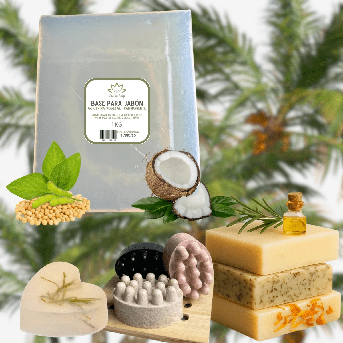 Base Jabón De Glicerina Vegetal Transparente Alta Calidad 1kg - transparente - Ver 1