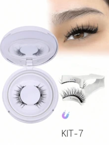 1对磁吸式可重复使用假睫毛，无需胶水，自然蓬松的日式睫毛，闪亮眼妆工具，旅行必备 - 交叉款 - 查看 17