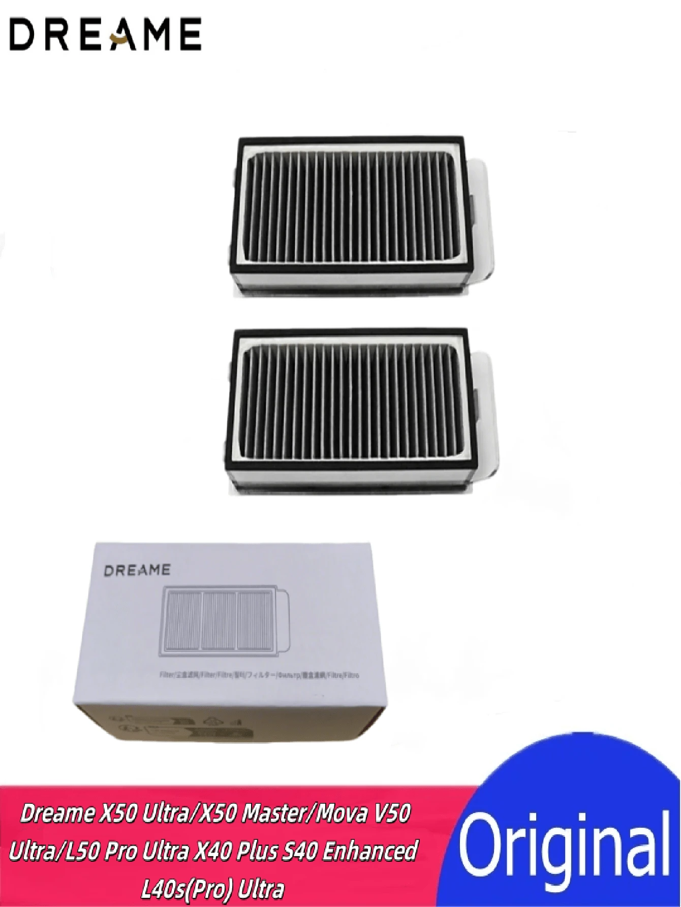 Original Washable Filter Net, Vacuum Robot Accessories, Vacuum Cleaner Robot Spare Parts, Suitable For Dreame X50 Ultra/X50 Master/Mova V50 Ultra/L50 Pro Ultra S40 Enhanced Robotic Vacuum Cleaner, Activated Carbon Filter - Black - View 1