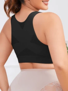 Große Größen 1 Stück Nahtloser Sport-BH mit Frontschluss für Damen, minimalistischer, komfortabler elastischer Y-Rücken Yoga-BH, geeignet für Sport, Training und Yoga