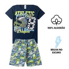 Summer Cotton Pajama Set For Boys (10 To 16) Glow In The Dark - 馬里尼奧競技 - 查看 1