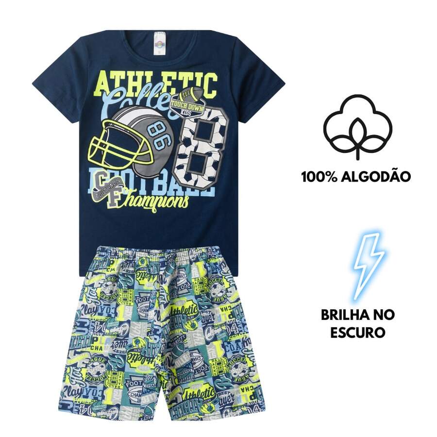 Summer Cotton Pajama Set For Boys (10 To 16) Glow In The Dark - 馬里尼奧競技 - 查看 1