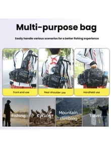 1 件男士多功能户外钓鱼装备包，牛津尼龙鱼竿包，便携式渔具收纳包，带多个挂点和隔层，完美的钓鱼爱好者礼物