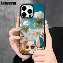 Fundas y carcasas protectoras con diseño de bolas de cristal en la playa y orificios grandes, compatibles con phone 16 Pro Max, 16, 15 Pro, 14, 14 Plus/14 Pro Max, 13, 13 Pro, 12 Pro y 11/11 Pro. Regalos para cumpleaños y festividades - Blanco - Ver 2
