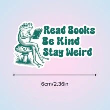 Frog Reading Book, Kindness, Quirky - Bookworm Sticker, Laptop Decal, Self-Adhesive For Car, Motorcycle, Laptop, Helmet, Guitar - Placed On Right Side, Helmet Decoration, Bold Graphic Design, Vinyl Adhesive