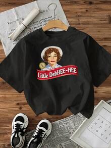 Camiseta de mujer con estampado retro de retrato femenino con sombrero,diseño original y moderno,ideal para un look casual y cómodo. - Negro - Ver 1