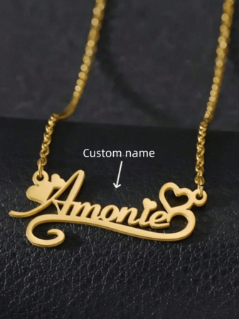 1pc Customized Personalized Creative DIY Heart Letter Name Necklace, Ideal Gift For Her, Valentine's Day Gift