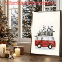 1 pièce, Scène d'hiver, Sapin de Noël, Voiture, Œuvre murale avec cadre, Œuvres d'art murales, Affiches, Matériau canevas (cadre en option), Cadeaux de Noël, Cadeaux spéciaux, Décoration de maison, Décoration de cuisine, Décoration de salon, Décoration de chambre à coucher, Décoration de bureau, Joyeux Noël, Décorations de Noël