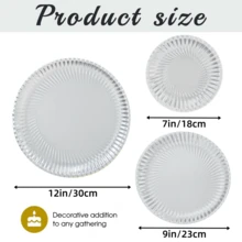 10/20个银色铝制圆形纸盘，7/9/12英寸防水螺旋一次性蛋糕盘，派对用品大包装，坚固的螺旋派对餐盘，适用于婚礼、家庭聚会、生日、野餐、烧烤、节日等场合。 - 銀色 - 查看 7