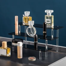 Black Acrylic Riser Stand, Tiered Display Rack, Multi-Purpose Acrylic Perfume Storage Box, Figurine, Collectible And Cosmetic Display Shelf - Multicolor - View 5