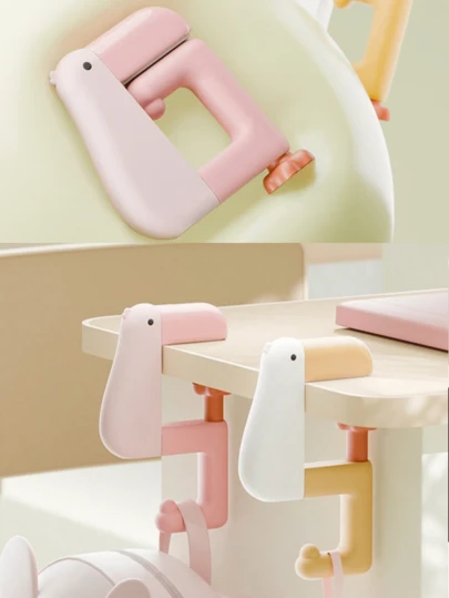 1pc Cute Thinking Duck Backpack Hook, Adjustable Student Desk Side Hook, Desk-Mounted Backpack Hanger With Anti-Scratch Pad, Suitable For Backpacks, Desks And Office Spaces