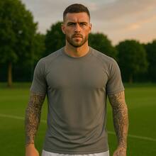 Comfortable Men's Sports T-Shirt Without Print Drii Fit - Grey - View 3