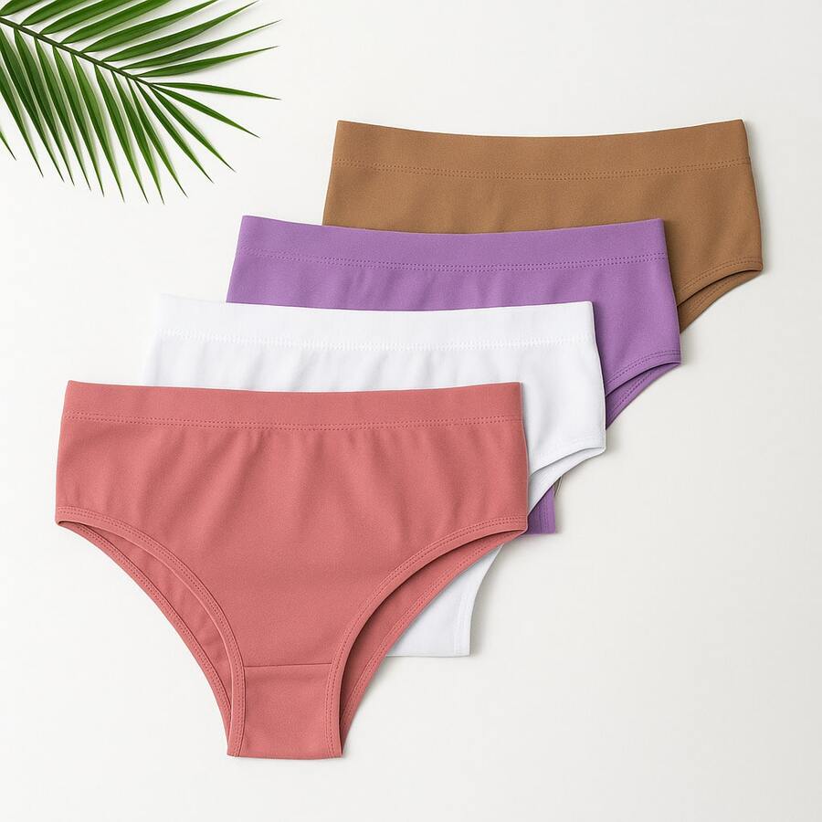 Kit Of 5 Cotton Thong Panties With Built-In Elastic Waistband - Multicolor - View 1