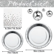Bộ 60 món đồ dùng ăn uống bằng giấy bạc dùng một lần, bao gồm đĩa và khăn ăn bằng nhôm tròn 7"/9", đĩa tráng miệng/bánh chắc chắn, thích hợp cho đám cưới, họp mặt gia đình, sinh nhật, dã ngoại, tiệc nướng, ngày lễ và nhiều dịp khác. - Bạc - Xem 7