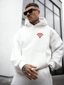 "Connect To God", Men's Casual Hoodies, Religious Blessing Print, Men's Clothes, WIFI Hoodies Graphic, Jesus Hoodie, With Pockets, Unisex, Daily Casual Wear, Outdoor Sports Tops, Men's Gifts, Halloween, Christmas Gifts - 白色 - 查看 4