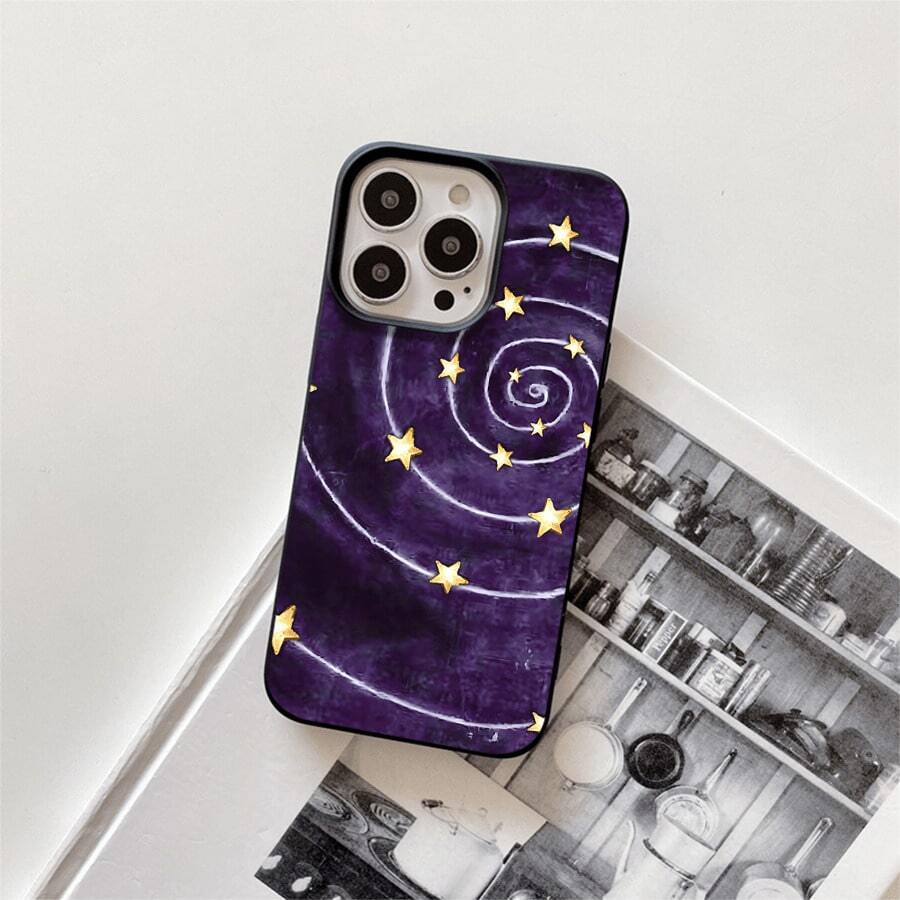 Fundas protectoras con orificios grandes y diseño giratorio morado, compatibles con phone X, XS, XS Max, 11, 12, 13, 14, 15, 16 y más. Fundas y carcasas protectoras con estampado de girasoles y orificios grandes para phone 16 Pro Max, 16, 15 Pro, 14, 14 Plus/14 Pro Max, 13, 13 Pro, 12 Pro y 11/11 Pro. Regalos para cumpleaños y celebraciones. - Negro - Ver 1