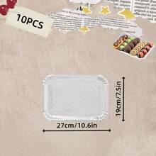 10pcs Disposable Silver Paper Trays, Thickened Oil-Proof Rectangular Cake Boards, Reinforced Base, Suitable For Elegant Dessert Table Display, Cupcake Presentation, Birthday Parties, Weddings And More - Silver - View 14