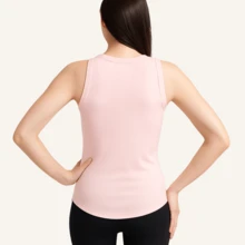 Blusinha Regata Malha Canelada Feminina Básica Verão - Rosa Bebê - Visão 6