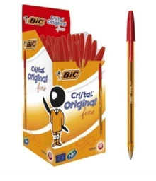 BIC Cristal Orange Fine，細尖筆（0.8 毫米），適合學校和辦公室使用，每盒 25/50 支，藍色/黑色/紅色可供選擇，頂級品質保證 - ROJO - 查看 1