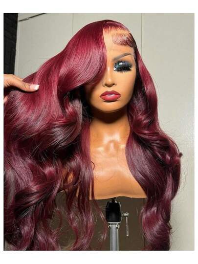 bling hair 44 Inch 99J Burgundy Body Wave 13x6 13x4 Lace Front Human Hair Wigs Invisible Strap 13x6 13x4 Body Wave Human Hair Lace Frontal Wigs For Women 200% Density Brazilian 99J Burgundy Red Wine Color Human Hair 13x6 Lace Frontal Wigs Pre Plucked Bleached Knots With Baby Hair Wigs For Women Everyday Party Use Needed Long Black Wig Versatile Hairpiece Sleek Hairstyle Realistic Hairpiece Beauty Accessory Beginner Friendly For Sports, Vacation, Halloween, Christmas, Festivals, Proms, Outdoor, Cosplay, Campus, School, Beach, Wedding, Camping, Holiday, Summer Outfits, Charming, Elegant, Casual, Y2K Fashion, SS25 Styles, For Daily Use