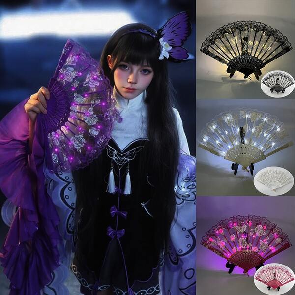 LED Spitze Ventilator, leuchtender Ventilator, Party Handdekor, Festival Kostümzubehör, Halloween Dekoration