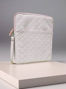 优质绗缝平板电脑手提包适用于三星 Galaxy Tab/iPad/Android 平板电脑，平板电脑内胆包适用于 9 ~ 11/12.9~13 英寸平板电脑，简约粉色 PU 皮革收纳袋带手柄和前袋，粉色 - 淺粉色 - 查看 7