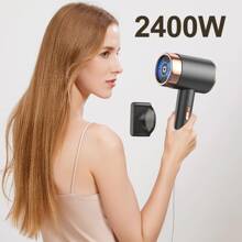 Betreasure 1台2400瓦三档风速负离子吹风机，冷热风切换，男女通用，负离子护发，快速干发，适用于干枯、毛躁、打结的头发，专业蓝光护发，带集风嘴，专业家用吹风机，护发吹风机 - 查看 2