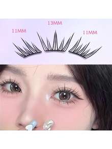 36 pezzi di ciglie finte con attacco pre-incollato, a forma di occhio di gatto, effetto soffice e wispy, naturali e morbide, senza colla, lunghezza 10-12mm, riutilizzabili, cluster di ciglie individuali, regalo per donne e ragazze, adatte per uso quotidiano