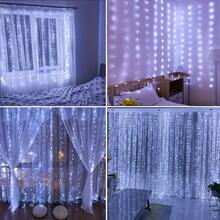 USB Powered Warm Light String - 8 Lighting Modes Curtain Lights, Dimmable, 3 Meters X 3 Meters 300 LED, Suitable For Outdoor, Wedding, Party, Bedroom Decor - Easy Installation, Button Control, Indoor Fairy Lights