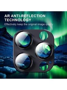 1片相機鏡頭保護貼膜，適用於Apple 11/12/13/14/15/16/Plus/Pro Max，由一體式金屬鋁合金材質製成，3D紋理設計裝飾，防刮，後置相機全方位保護，適合日常、辦公室和居家使用，防水、防震且防刮 - 黑色 - 查看 3