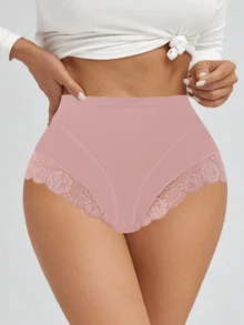 3件装女士性感蕾丝设计舒适柔软弹力内裤 - 彩色 - 查看 3