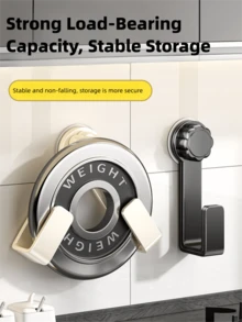 1pc/2pcs/3pcs/4pcs Suction Cup Rotating Pot Lid Rack, Drill-Free Black/White/Gray Carbon Steel Storage Rack, Suitable For Storing Pot Lids/Cutting Boards/Items Behind Doors, Applicable For Kitchen, Bathroom, Behind Doors, All Seasons, Wall-Mounted Installation Without Nails